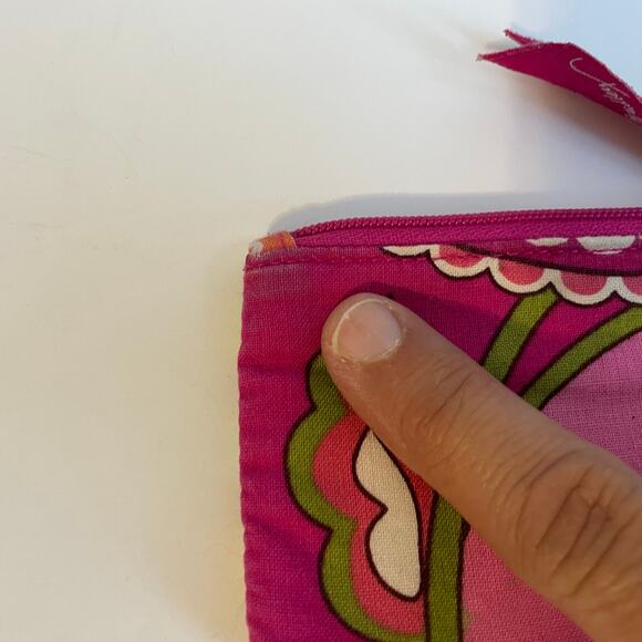 Vera Bradley Pink Swirl Paisley Floral Coin Purse Mini Zip ID Wallet  Key Ring - Picture 10 of 11